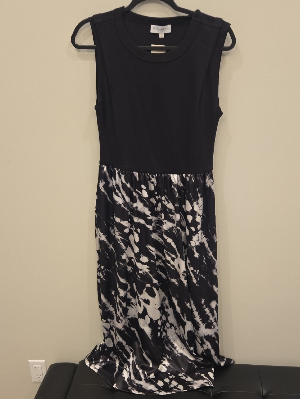 Michael Stars Black & Silver Mixed Media Sleeveless Maxi Dress NWT Small
